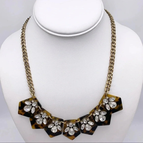 J. Crew Tortoise Jeweled Link Necklace - Picture 1 of 3